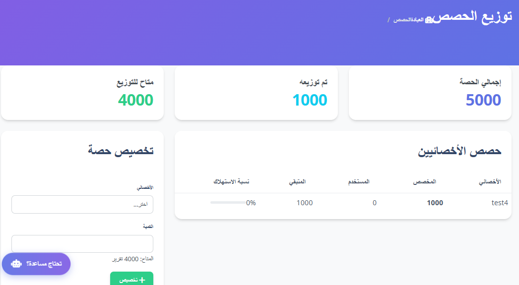 توزيع الحصص